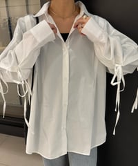 袖リボンブロードシャツ