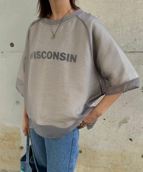 オーガンジーレイヤードロゴTシャツ(グレー)