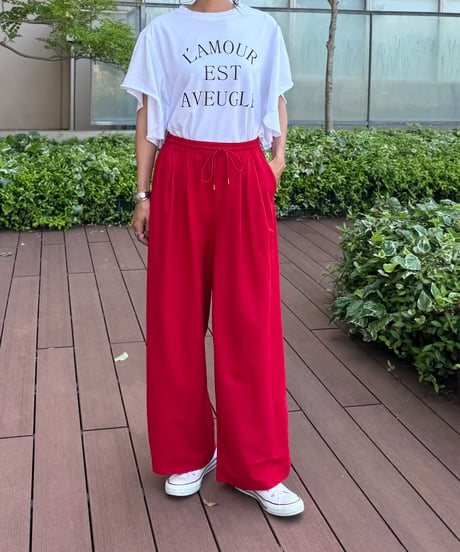 袖フリルロゴプリントTシャツ(ホワイト)