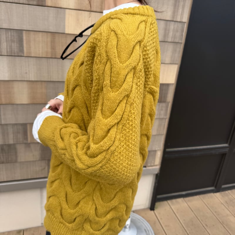 ケーブル編みゆるニット(マスタード） | COPINE