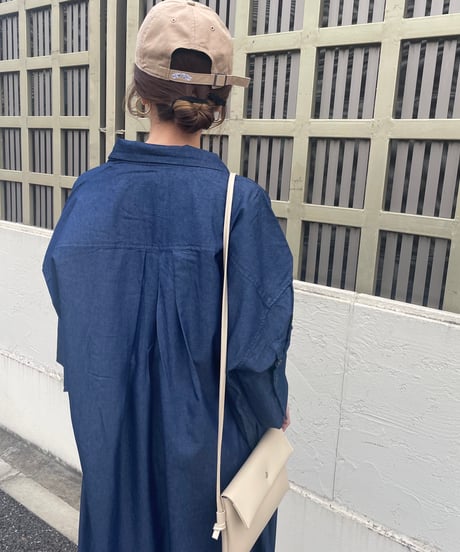ワイド7分袖ロングシャツ(ブルー)