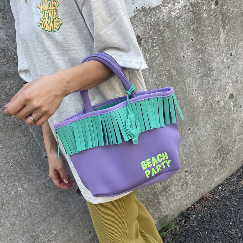 フリンジミニトートバッグ/ビーチバッグ（パープル） | COPINE