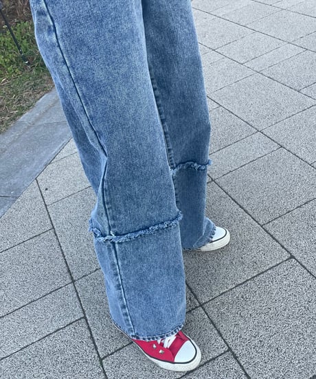 裾切替ワイドデニムパンツ(2size)