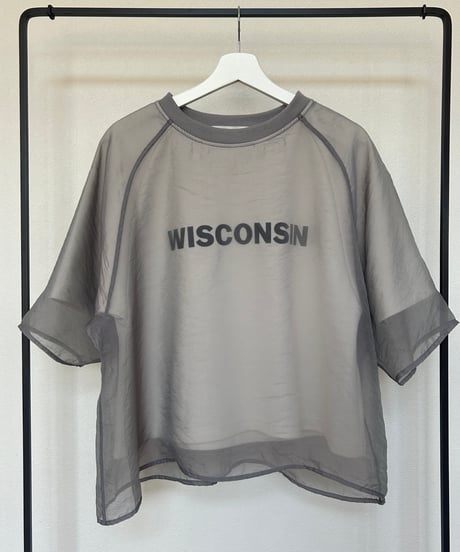 オーガンジーレイヤードロゴTシャツ(グレー)
