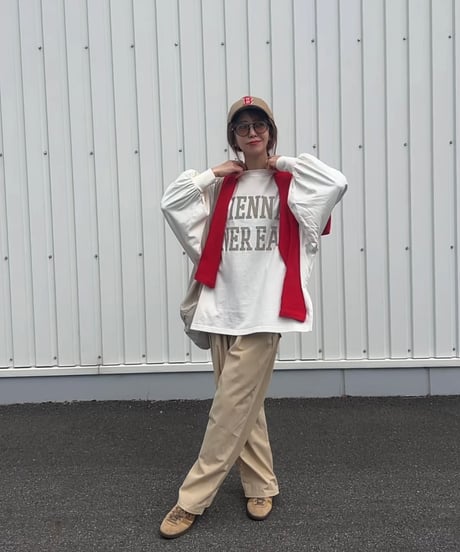 タック入りワイドシャカパン(ライトベージュ)