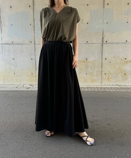 タック入りフレンチスリーブTシャツ(カーキ)