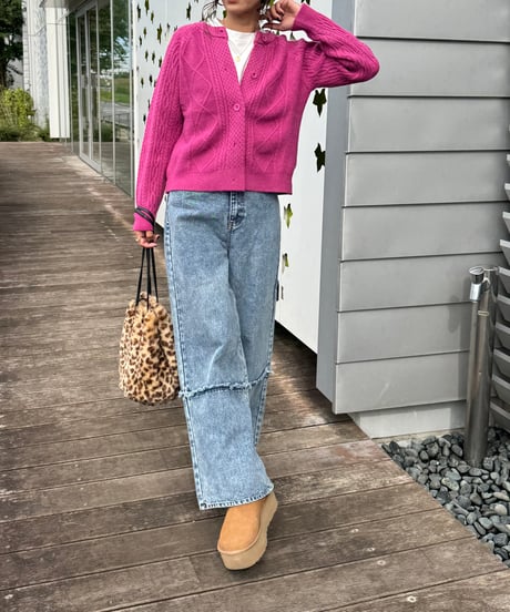 裾切替ワイドデニムパンツ(2size)