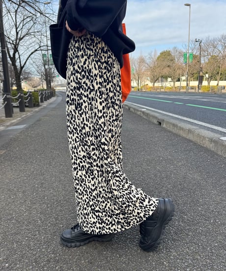 レオパードプリーツスカート