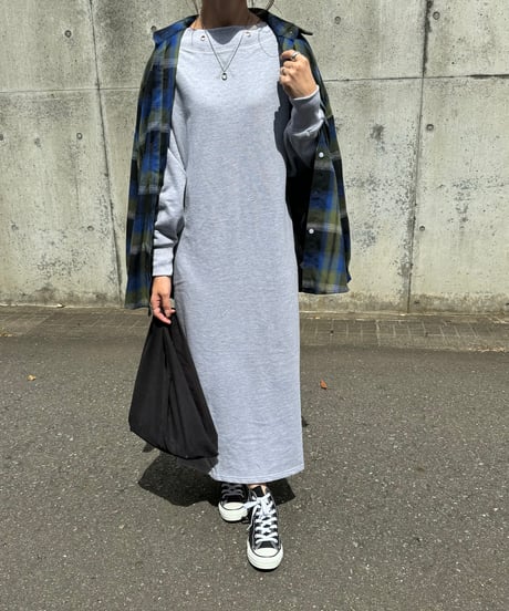 バックプリーツスウェットワンピース(グレー)