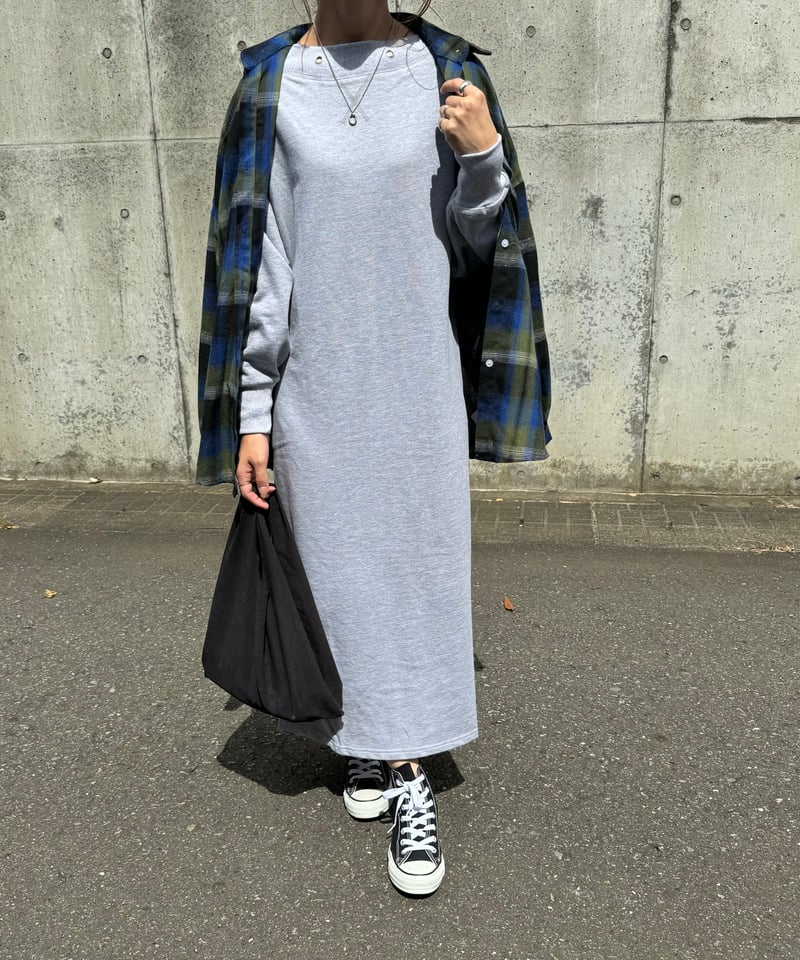 バックプリーツスウェットワンピース(グレー) | COPINE