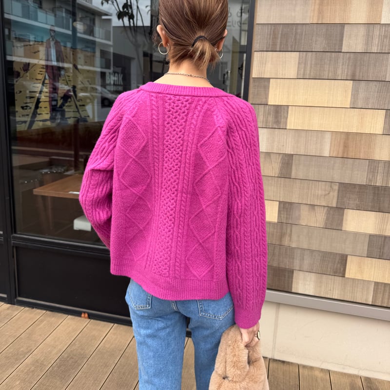 ケーブル編みカラーニットカーディガン | COPINE