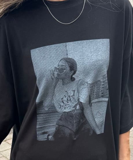 レディーフォトプリントビッグTシャツ(ブラック)