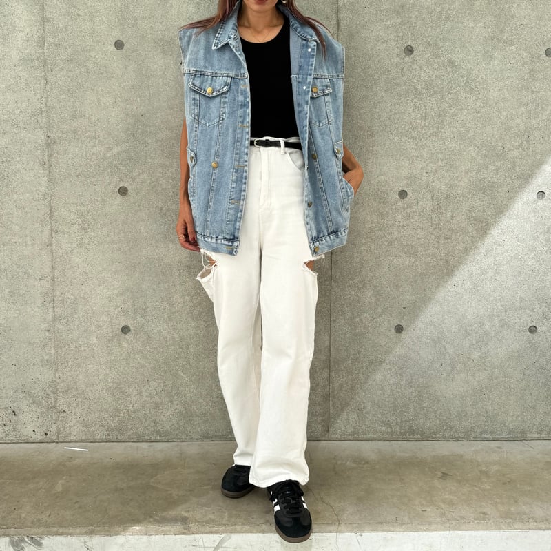サイドカットダメージデニムパンツ（2size） | COPINE