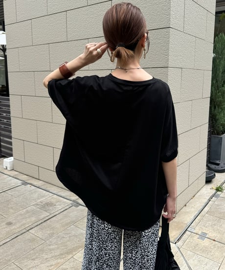 接触冷感バックロングTシャツ(ブラック)