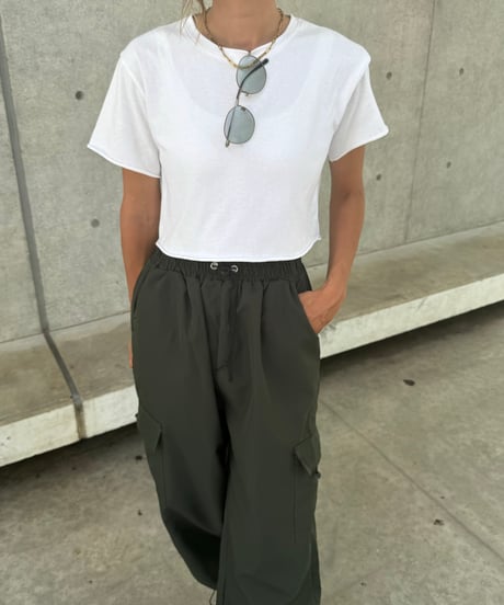 シンプルショート丈Tシャツ(ホワイト)