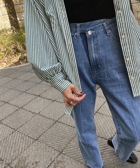 クロスデザインストレートデニムパンツ(2size)