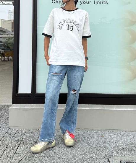 配色プリントTシャツ(ホワイト)