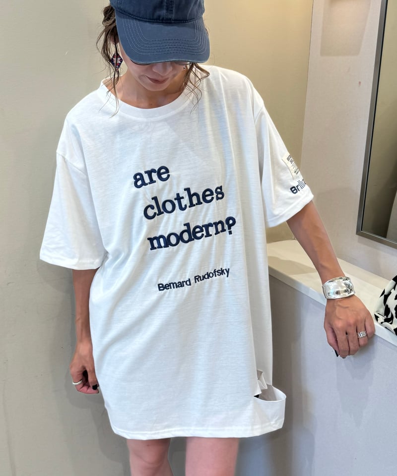 刺繍ロゴダメージビッグTシャツ(ホワイト) | COPINE