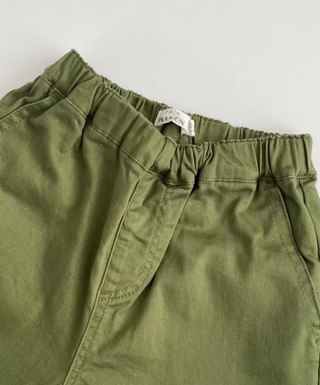 【kids】ストレッチ入り！ウエストゴムツイルテーパードパンツ・カーキ(110~150)