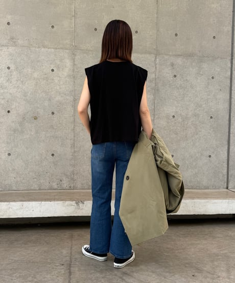 センタースリットデニムパンツ(ブルー)