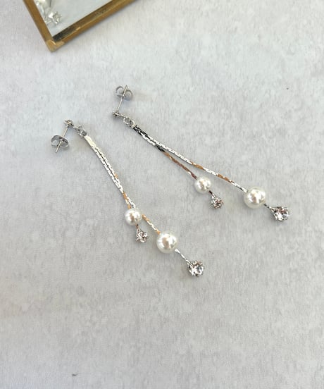 ドロップパールビジューピアス(2color)