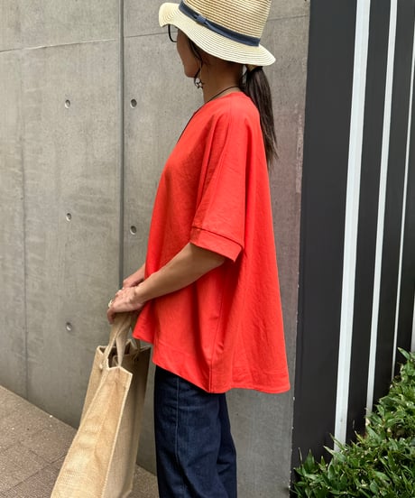接触冷感バックロングTシャツ(オレンジ)