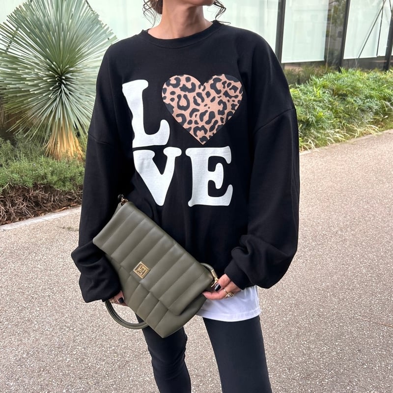 レオパードプリントスウェット(ブラック) | COPINE