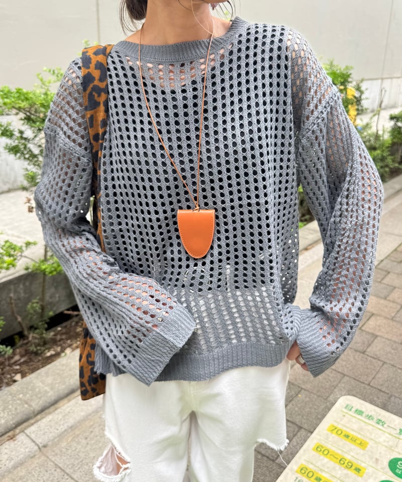 アメリビンテージ   メッシュ　ニット　トップス Ameri（アメリ）の「MESH LAYERED KNIT TOP（ニット/セーター）」 - WEAR
