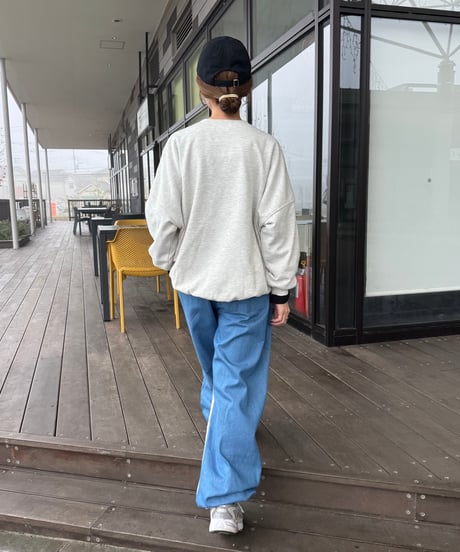 異素材ミックスサイドラインスウェットパンツ