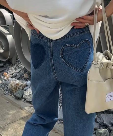 ヒップハートデザインデニムパンツ(ブルー)
