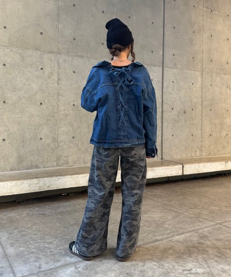 バックレースデニムジャケット