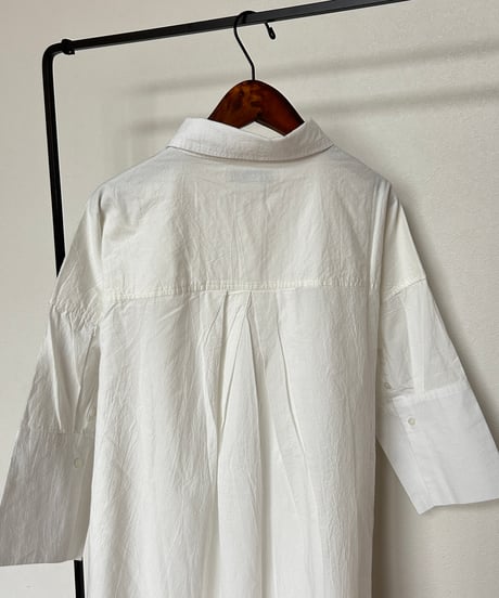 ワイド7分袖ロングシャツ(ホワイト)