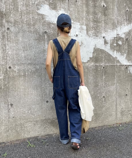 デニムサロペットパンツ（ワンウォッシュ)