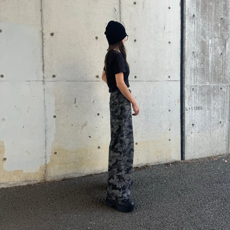 迷彩ハイウエストワイドデニムパンツ | COPINE