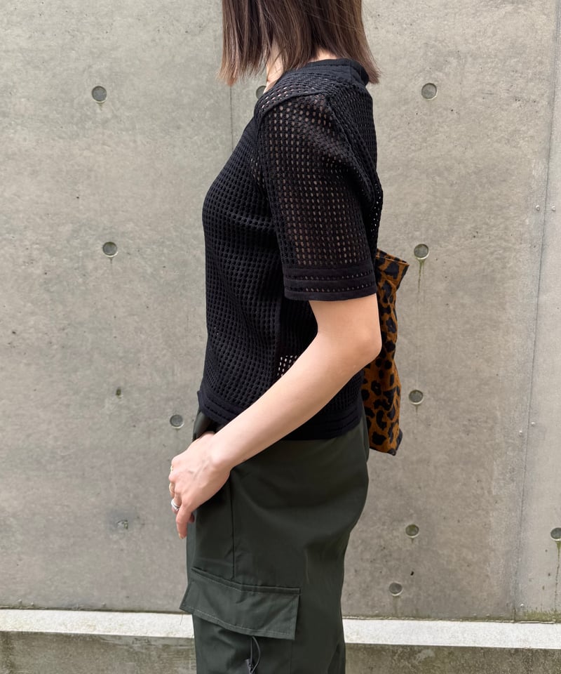 プラダ　シルク　メッシュ 半袖ニット 半袖メッシュサマーニット(ブラック） | COPINE