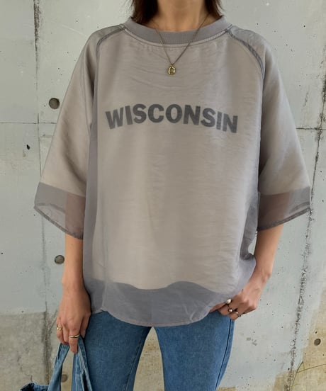 オーガンジーレイヤードロゴTシャツ(グレー)