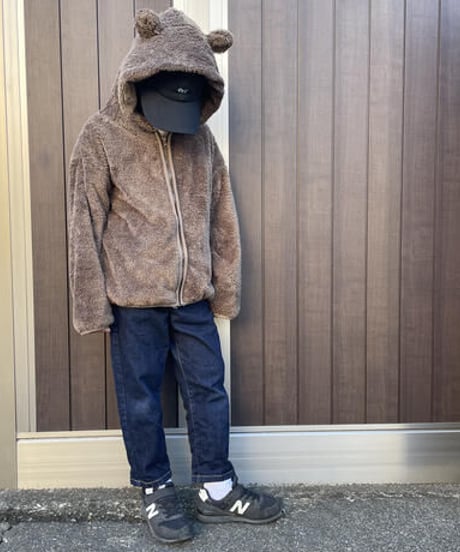【kids】ボアフリースくま耳ジップアップパーカー(110~150)