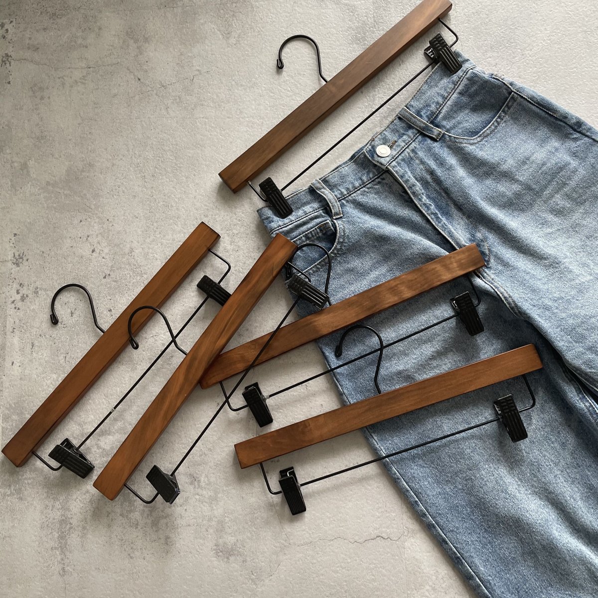 アイアン×ナチュラルウッドボトムハンガー（5本set) | COPINE