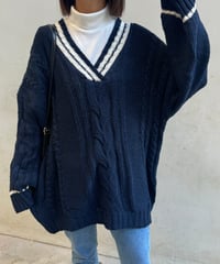 オーバーサイズチルデンニット(ネイビー)
