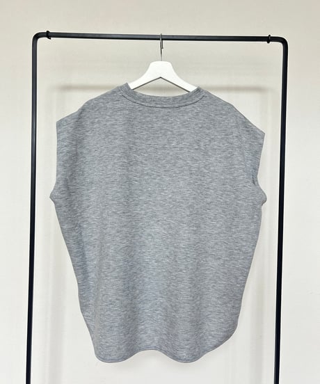 フロッキープリントフレンチスリーブTシャツ(グレー)