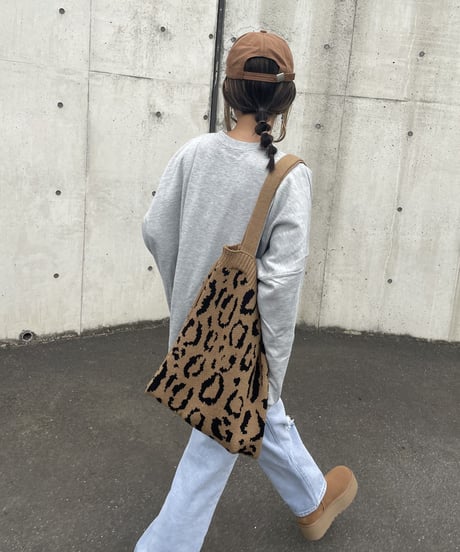 レオパード柄ニットトートバッグ(3color)