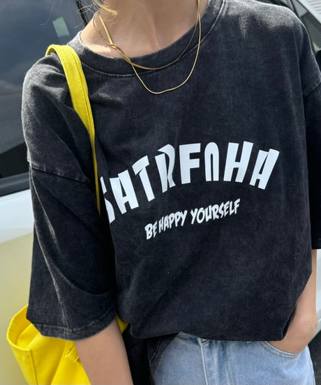 ウォッシュ加工ロゴTシャツ(ブラック)