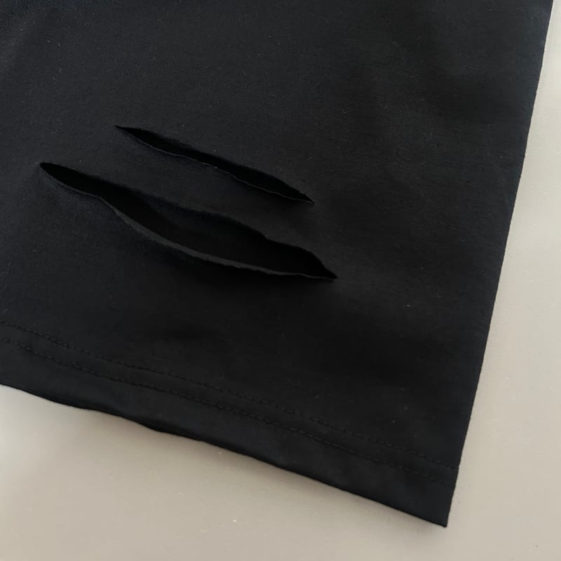 刺繍ロゴダメージビッグTシャツ(ブラック) | COPINE 刺繍ロゴダメージビッグTシャツ(ブラック) | COPINE