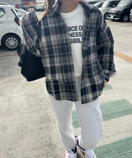 ビッグシルエットチェック柄シャツ
