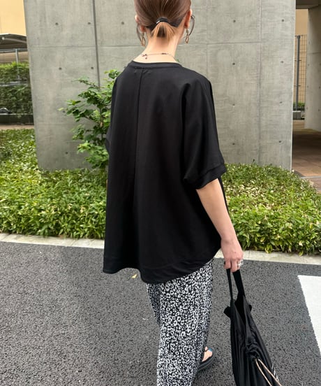 接触冷感バックロングTシャツ(ブラック)