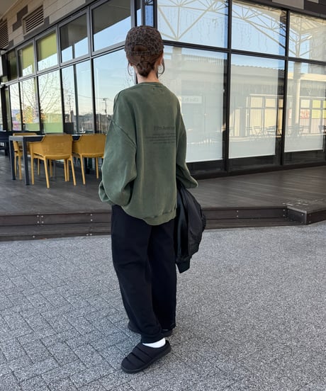 スノーウォッシュ加工ロゴスウェット(カーキ)