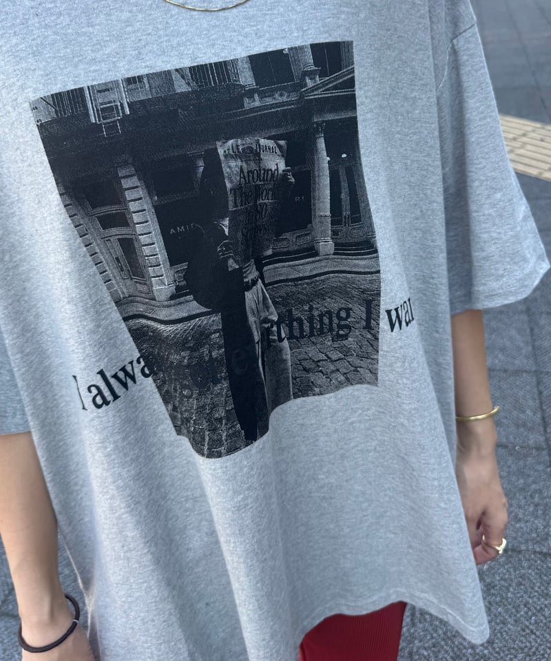 モノクロフォトプリントTシャツ(グレー) | COPINE