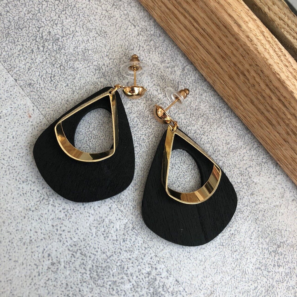 ドロップ型ウッドメタルピアス（3color） | COPINE