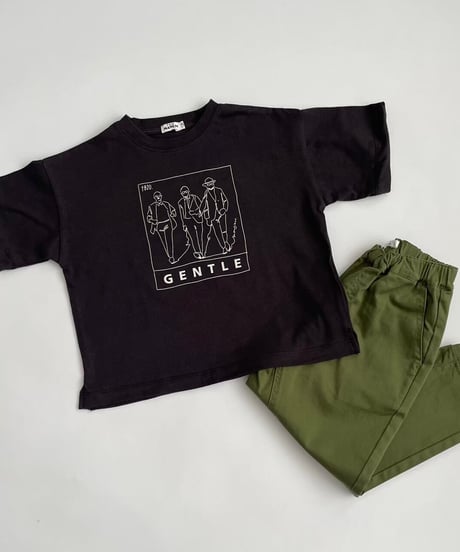 【kids】ストレッチ入り！ウエストゴムツイルテーパードパンツ・カーキ(110~150)