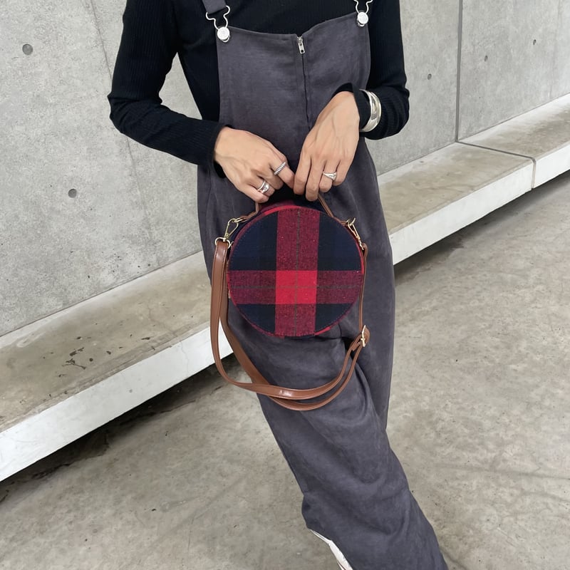 チェック丸型2WAYショルダーバッグ/サークルバッグ | COPINE